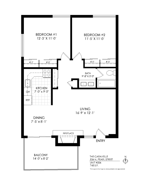 Caravelle 2 Bedroom Floor Plan